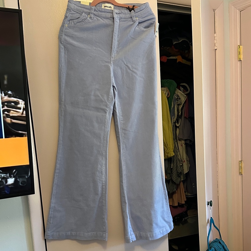 ROLLA'S Pastel Blue Corduroy Flare Pants